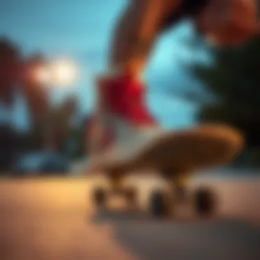 Skater demonstrating Logan shoes in action