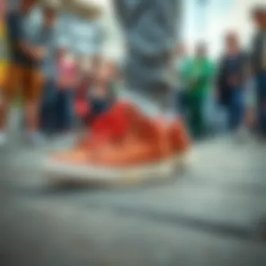 Community gathering showcasing Logan shoes in skate culture