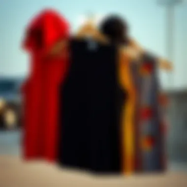 Integrating Loose Tank Tops into Skate Culture Wardrobe A visually appealing arrangement of tank tops showcasing styling options for skate culture.