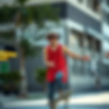 Skater Style: Loose Tank Tops in Action A skater effortlessly styling a loose tank top in an urban setting.