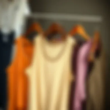 Diverse Styles and Fabrics of Loose Tank Tops A stylish display of various loose tank tops in different fabrics and colors.