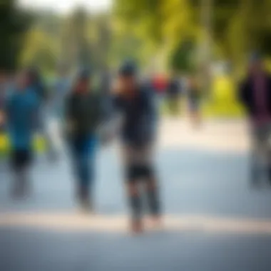 Community Inline Skating An outdoor scene featuring a diverse group of skaters enjoying a park