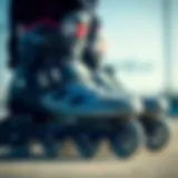A close-up of high-quality inline skates showcasing their features