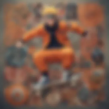 Fusion of Naruto and Skate Culture Collage of Naruto characters and skate culture symbols