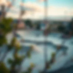 Skate park overview showcasing ramps and skating activity