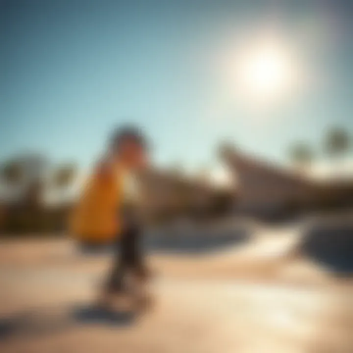 Skateboarder performing tricks at a skate park