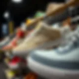Trendy Skating Shoe Selection A selection of trendy skating shoes on a display rack