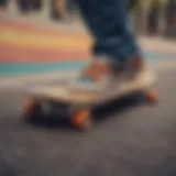 Vibrant skateboarding scene showcasing stripe patterns on boards and apparel