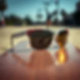 Neff Polarized Sunglasses on Skateboard Deck Stylish Neff polarized sunglasses on a skateboard deck