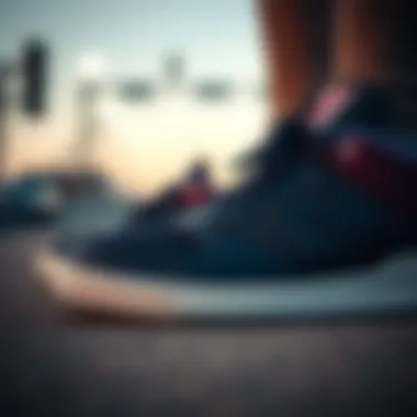 Close-up view showcasing the unique design elements of New Balance 237 sneakers