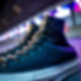 Design Details of New Black Converse Close-up of new black Converse showcasing its design and texture.