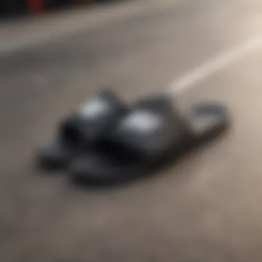 Nike Benassi Slides in Action Stylish Nike Benassi slides on a skateboard