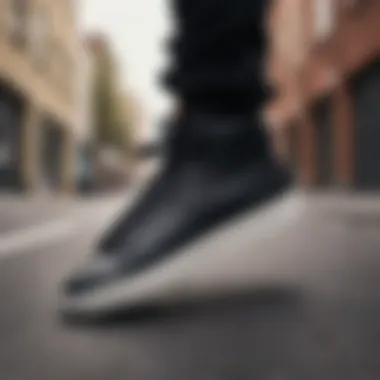 Fashionable styling of the Nike Blazer Hi Black in a street setting