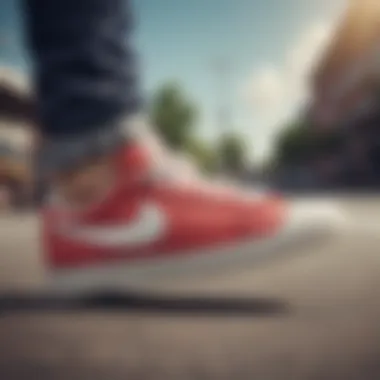 Nike Blazer Low Top in Action: Skateboarding Context Nike Blazer Low Top sneakers being used in a skateboarding context