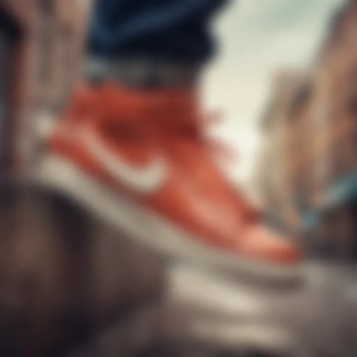 Artistic representation of Nike Blazers in urban settings