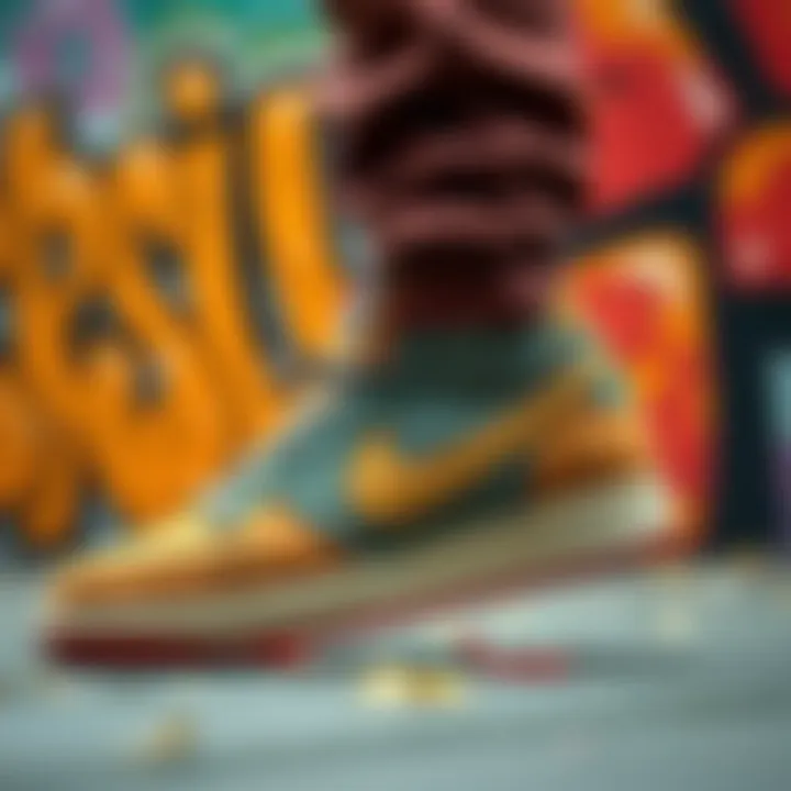 Graffiti art representing skate culture with Nike Borough High Top