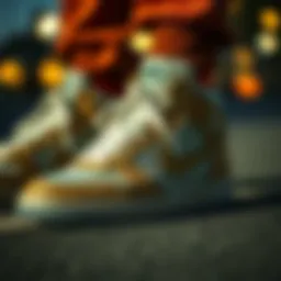 Detailed view of Nike mid top shoe design showcasing craftsmanship