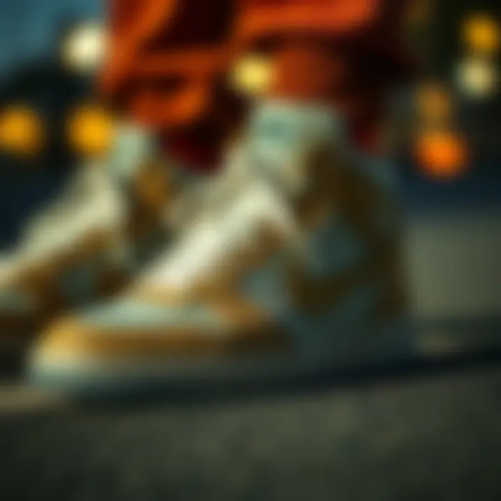 Detailed view of Nike mid top shoe design showcasing craftsmanship