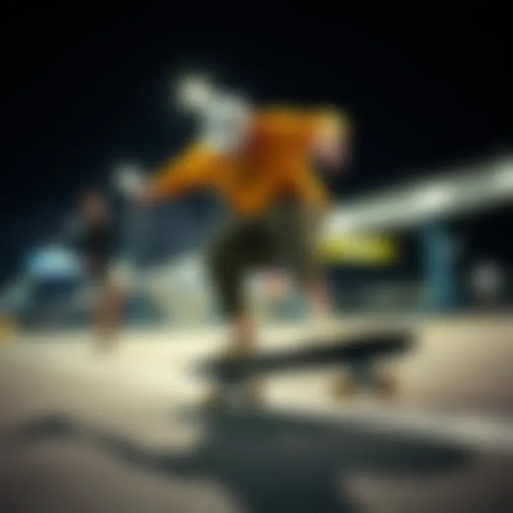 An artistic representation of Nike's influence on skateboarding trends, merging fashion and performance.