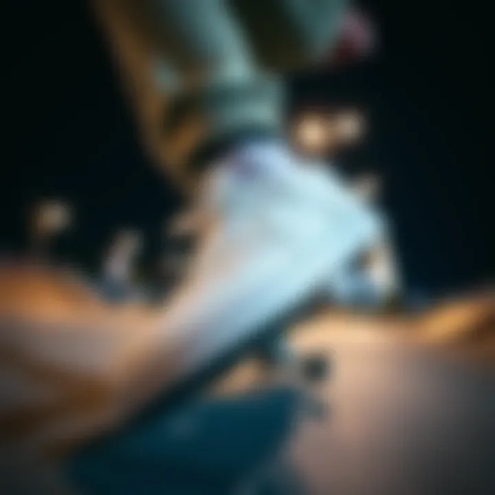 Nike White Gum in Action on the Skateboard A skateboarder performing tricks while wearing Nike White Gum sneakers