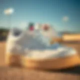 Close-up view of Nike White Gum sneakers showcasing their unique design features