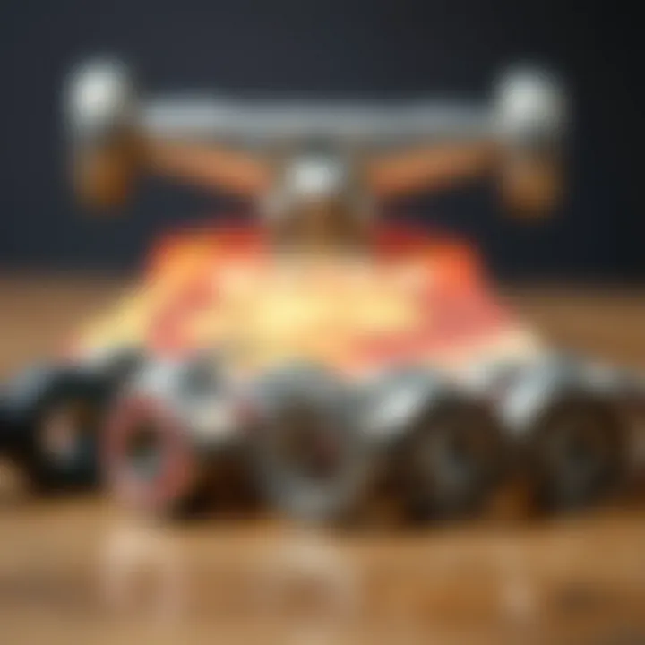 Different types of skateboard ball bearings lined up