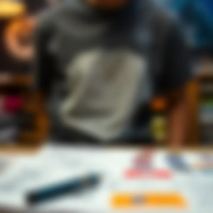 A planning sketch of a shirt design with notes and color swatches