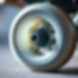 Close-up of polyurethane roller skate wheel showing texture and composition