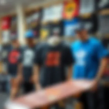 The Influence of Leading Brands An array of popular brands featuring black blue graphic tees on display.