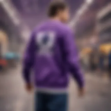 Sustainable production highlights of the purple Nike crewneck sweatshirt