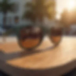 Ray-Ban Wayfarer Tilt on a skateboard deck