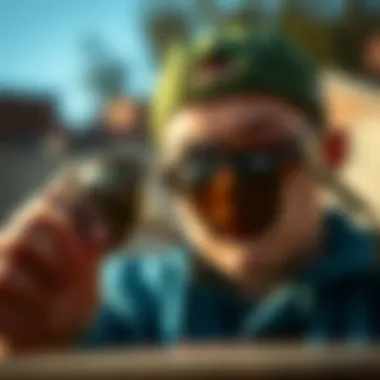 A visual guide to maintaining the sunglasses, featuring cleaning tools and methods