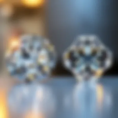 A visually striking comparison between real diamonds and synthetic diamonds, focusing on clarity and authenticity