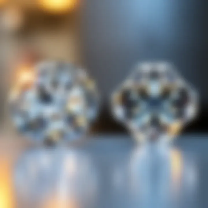 A visually striking comparison between real diamonds and synthetic diamonds, focusing on clarity and authenticity