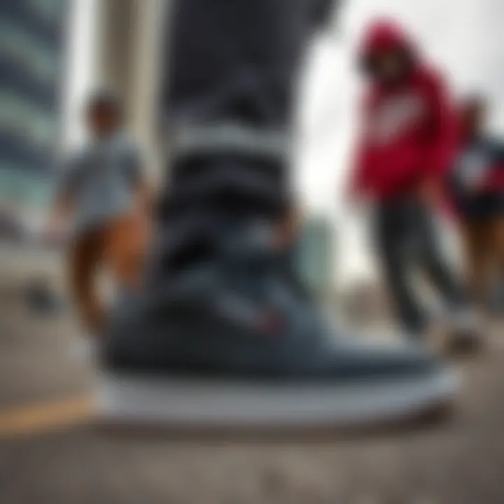 Group of skaters wearing Reebok Club C Revenge sneakers in urban setting