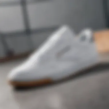 Design Details of Reebok Club C White Grey Close-up of the design details of the Reebok Club C White Grey