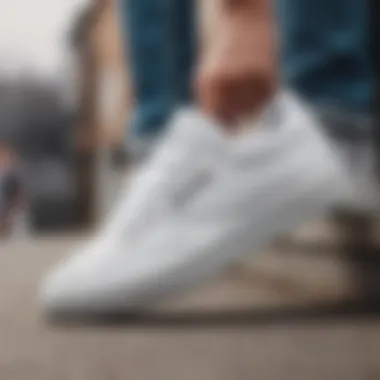 Reebok Club C White Grey on Skateboard Stylish Reebok Club C White Grey sneaker on a skateboard
