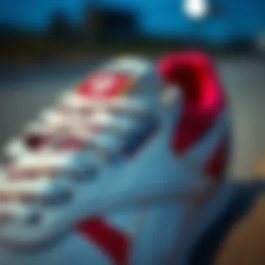 Close-up of design details on a vintage Reebok model