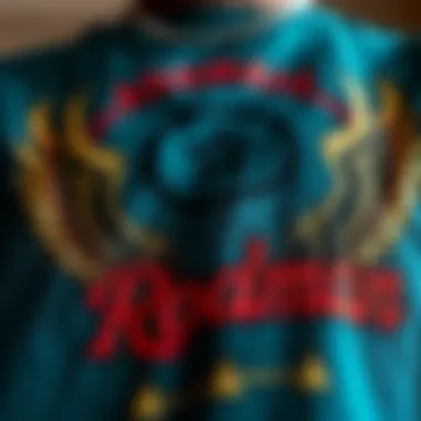 Close-up of unique design elements on a Rodman Vintage Tee