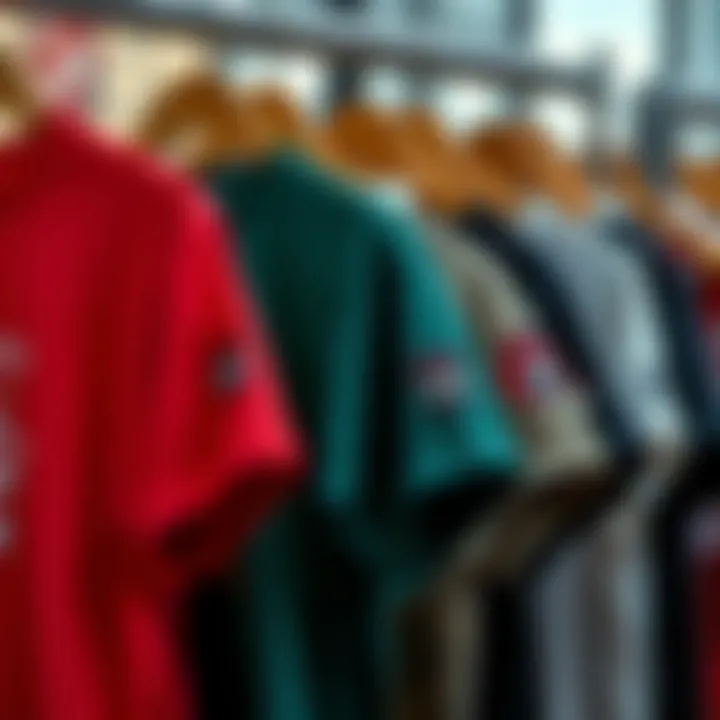 Different t-shirt fits displayed on hangers