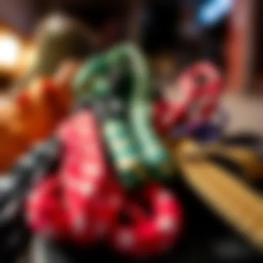 Variety of skateboard shoelaces showcasing different colors and patterns