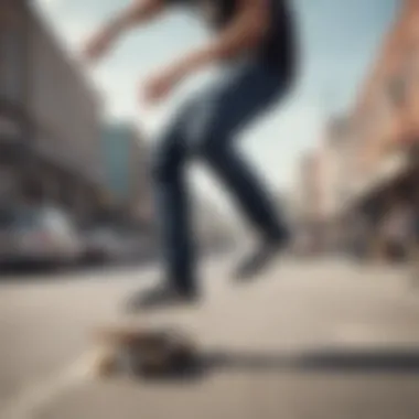 Functionality in Action: Skateboarding with Busenitz Skateboarder performing tricks while wearing Busenitz vintage shoes, demonstrating their functionality