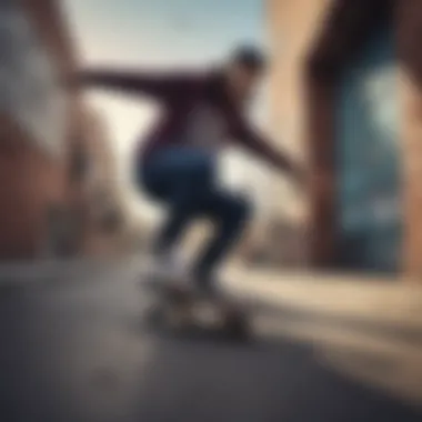 Skateboarder Sporting Vans Gear Skateboarder wearing Vans gear in urban setting