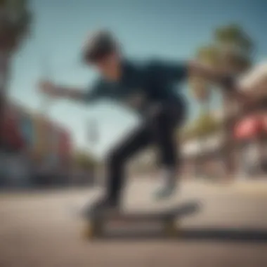 Skateboarder wearing Pit Viper sunglasses while performing a trick