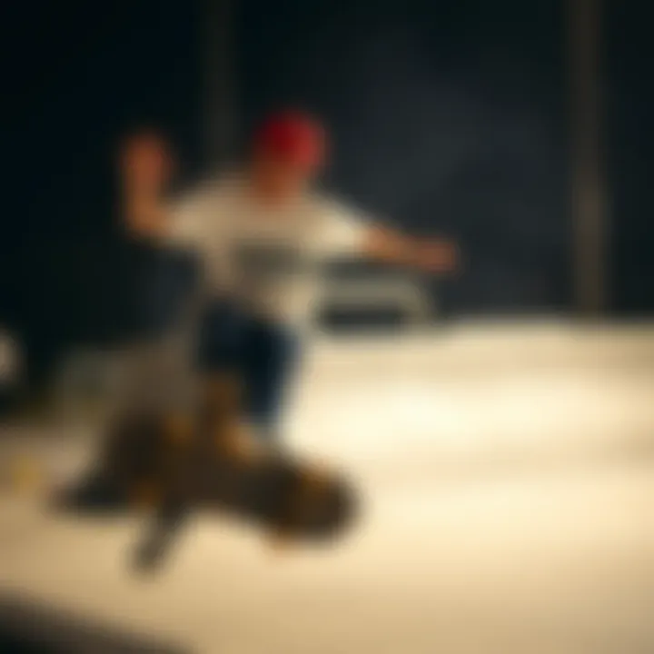 A skateboarder wearing a Rodman Vintage Tee in action at a skate park