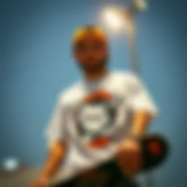 Statement Tees in Skate Culture A skateboarder wearing a statement tee with bold graphics reflecting skate culture.