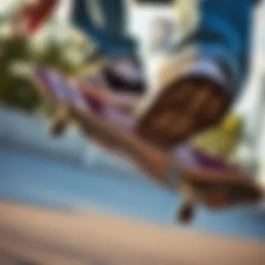 Skateboarder performing a trick while wearing Adidas skate shoes