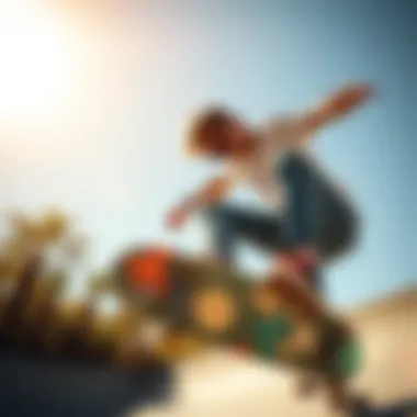 A skateboarder performing tricks while sporting circle sunglasses