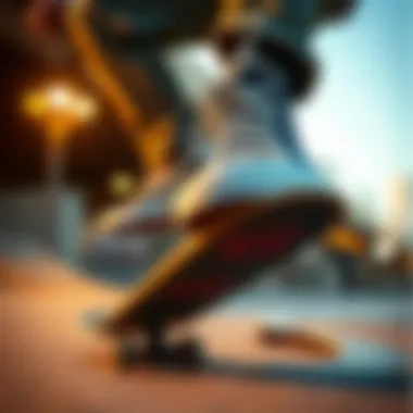 Skateboarder performing tricks while wearing high top Converses