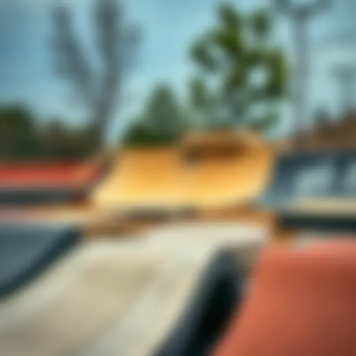 Different types of skatepark materials displayed for construction